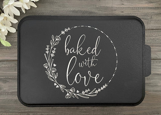 Engraved Aluminum Baking Pan - Baked with Love