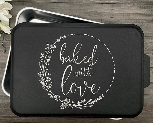 Engraved Aluminum Baking Pan - Baked with Love