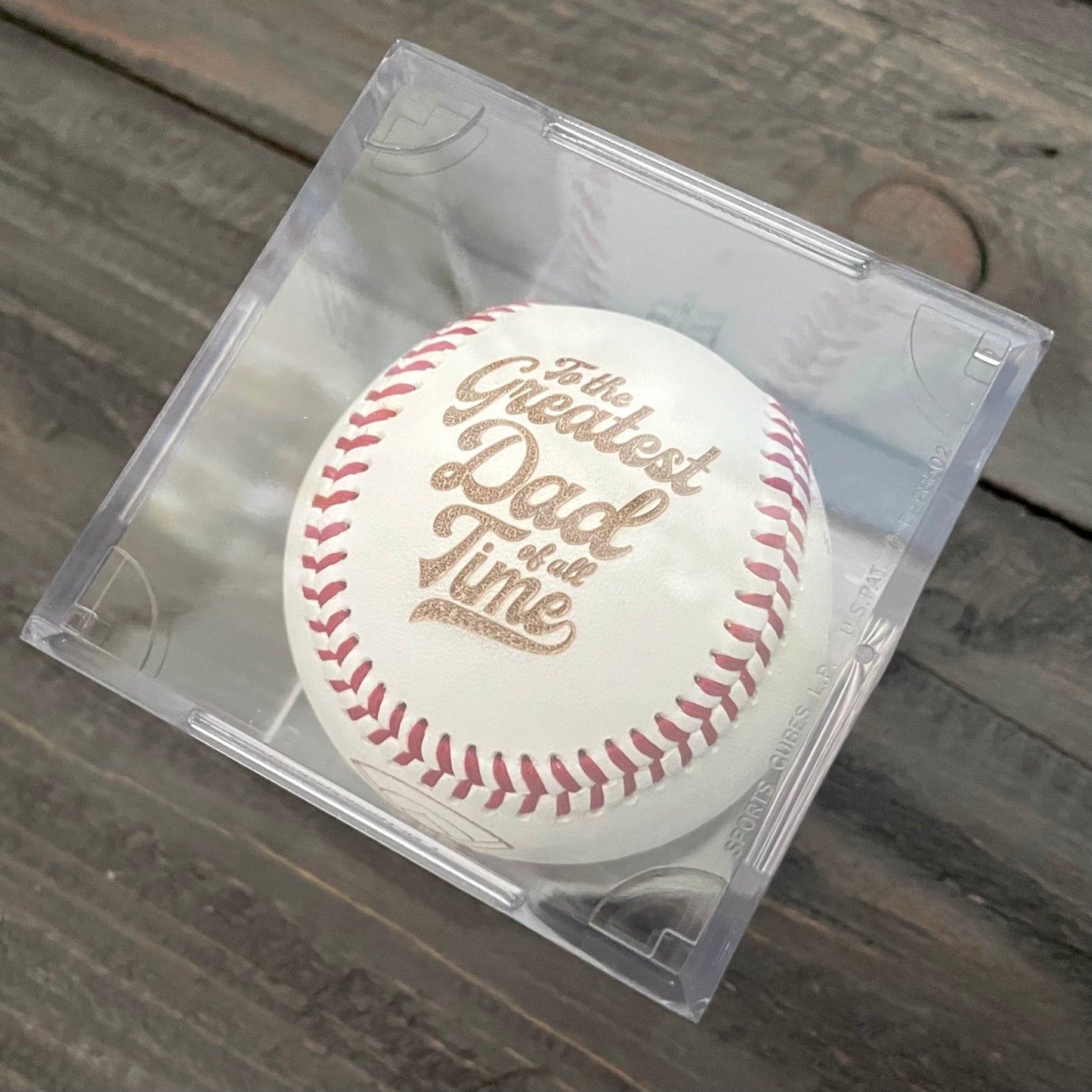 Engraved Genuine Leather Baseballs - With Display Case