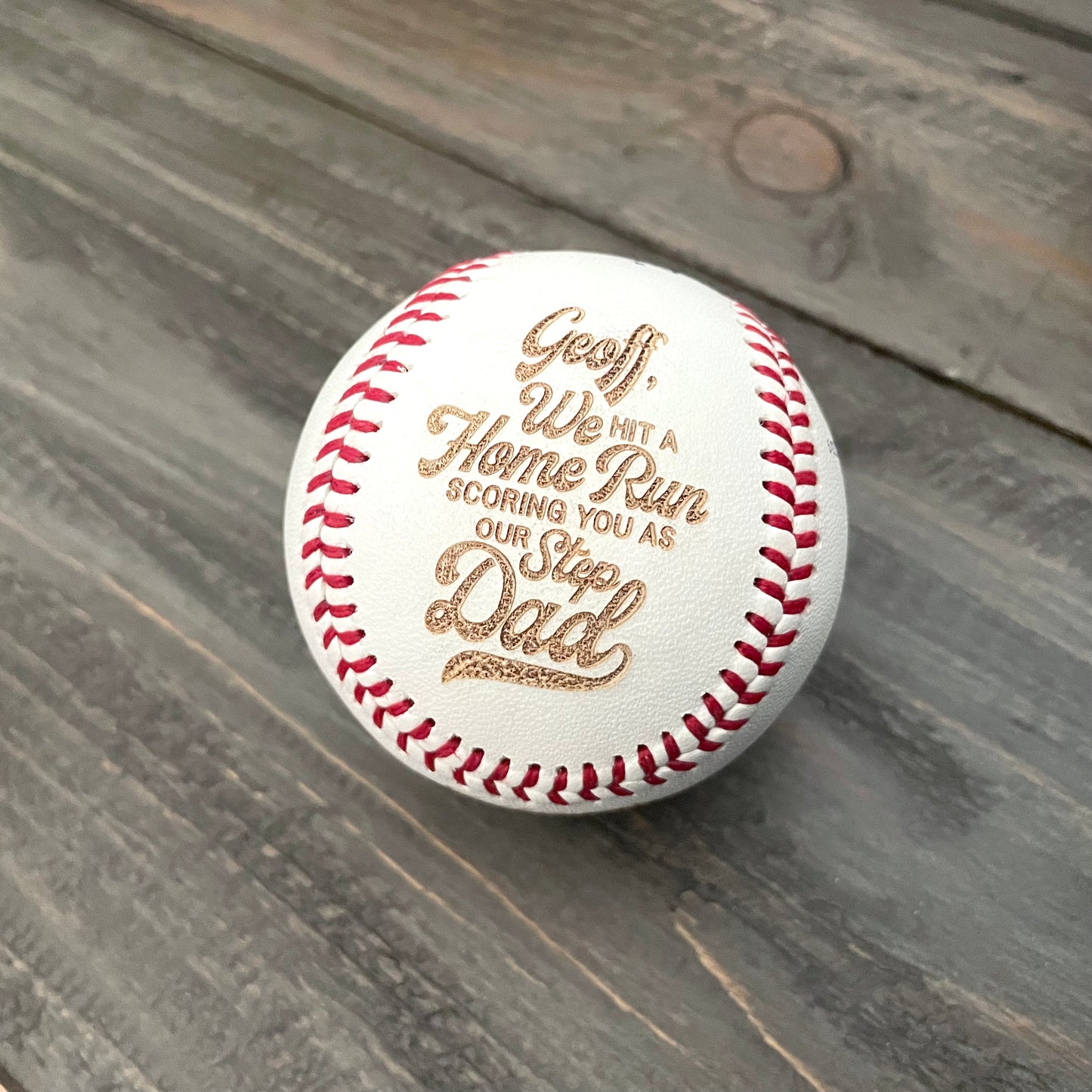 Engraved Genuine Leather Baseballs - With Display Case