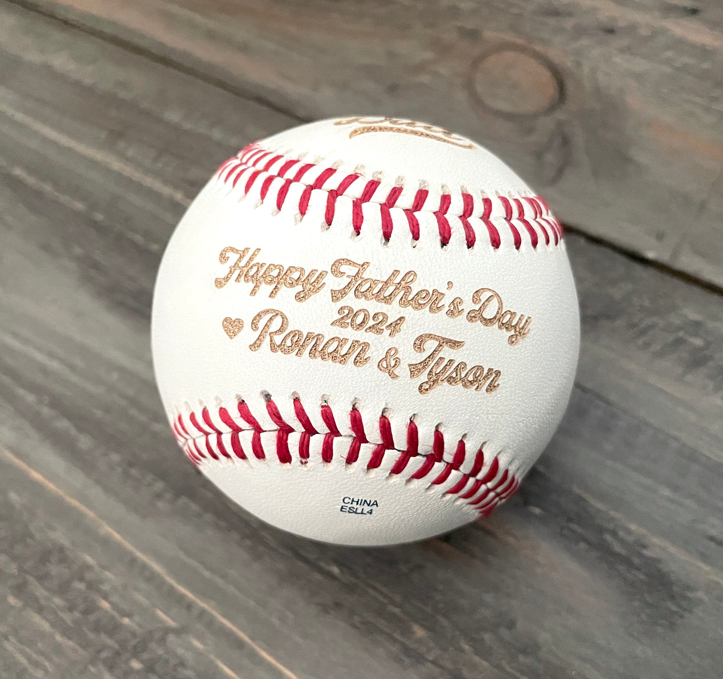 Engraved Genuine Leather Baseballs - With Display Case