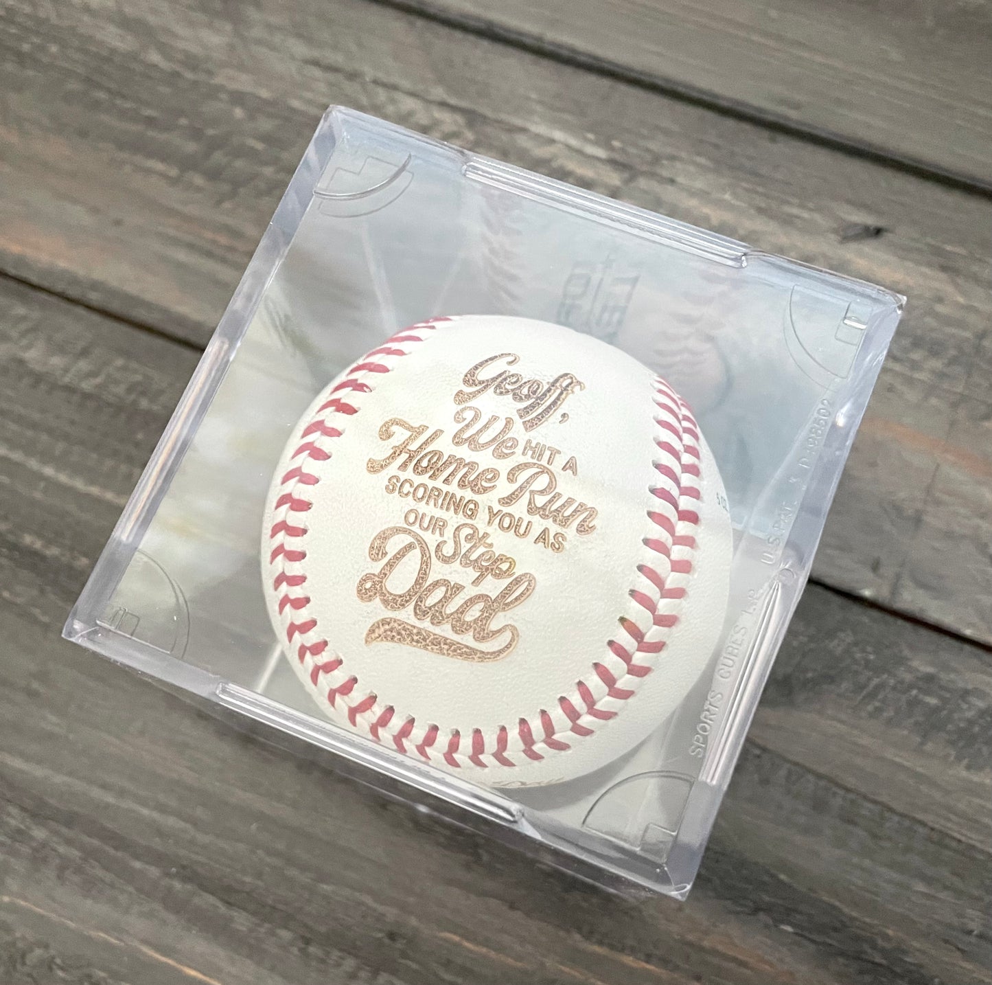 Engraved Genuine Leather Baseballs - With Display Case
