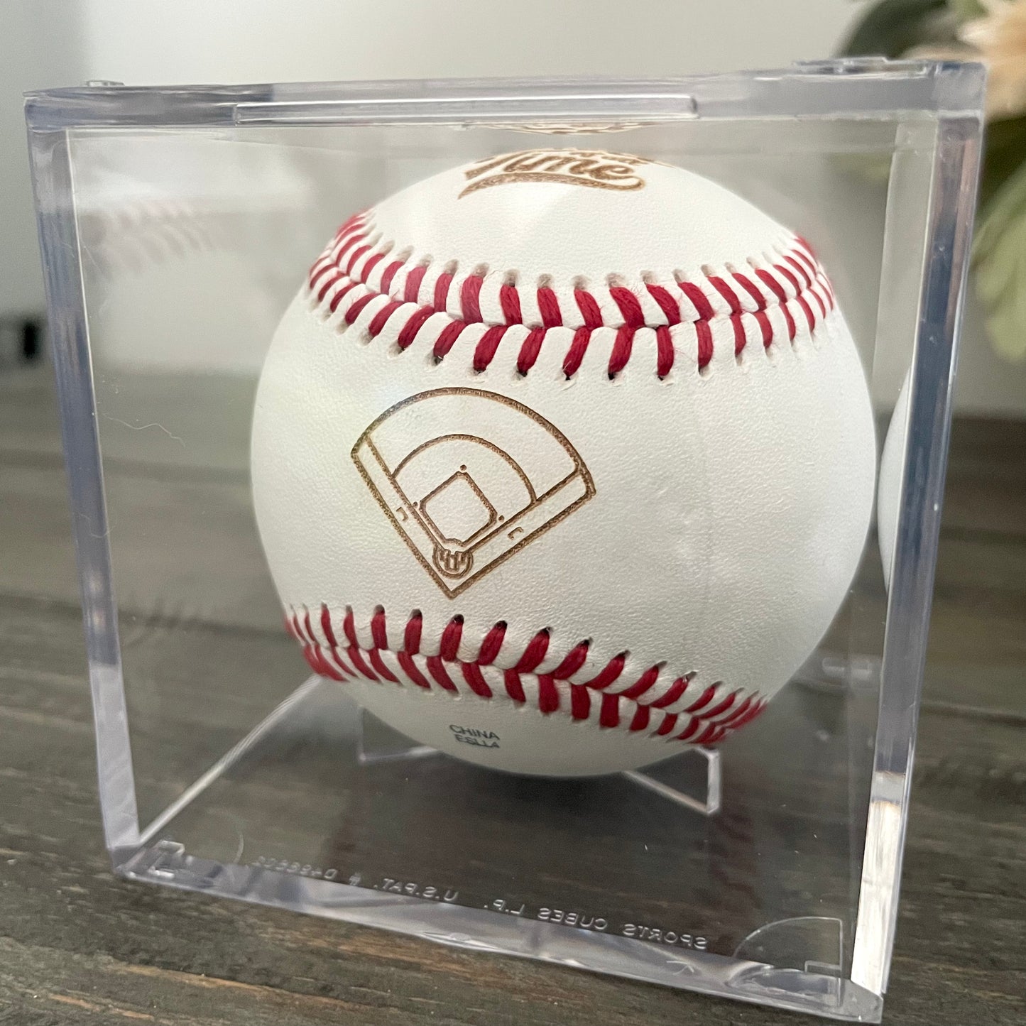 Engraved Genuine Leather Baseballs - With Display Case