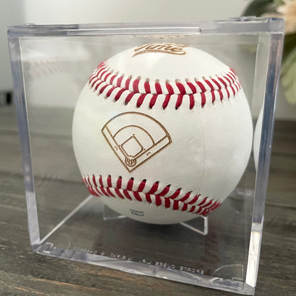 Engraved Genuine Leather Baseballs - With Display Case
