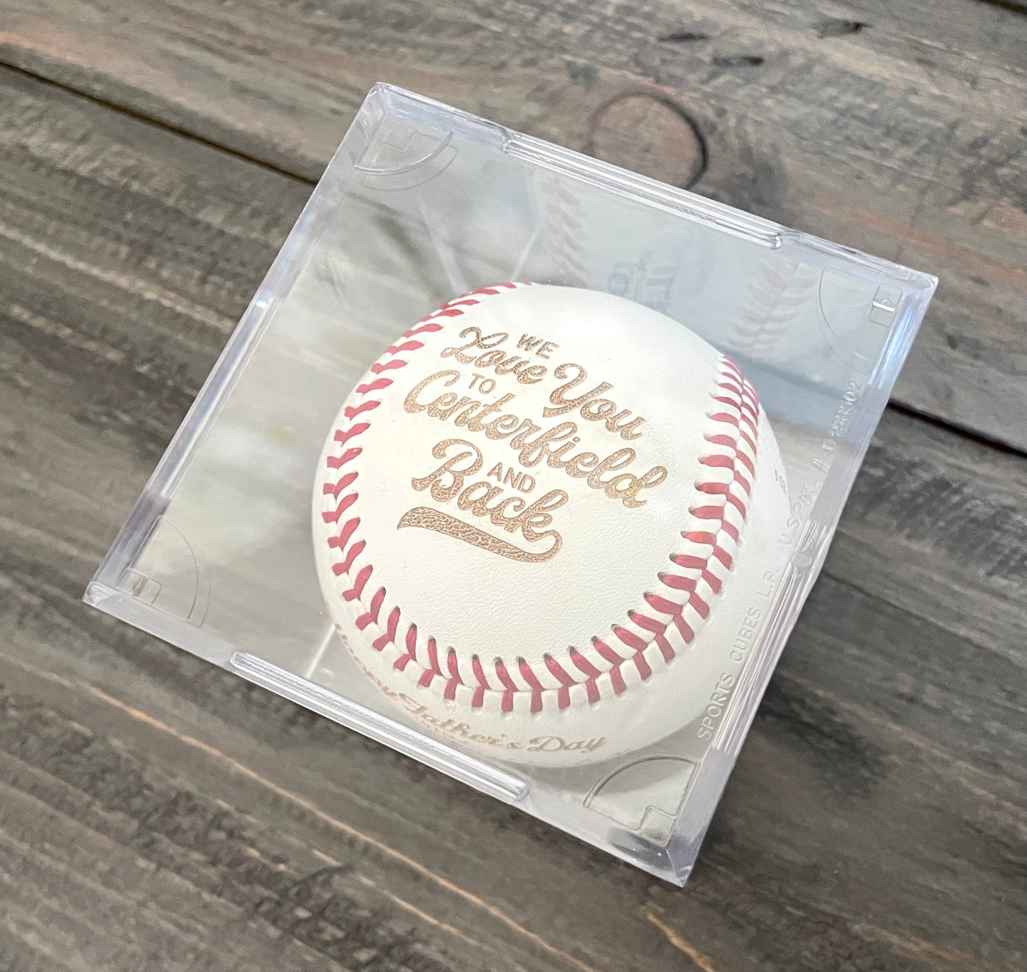 Engraved Genuine Leather Baseballs - With Display Case