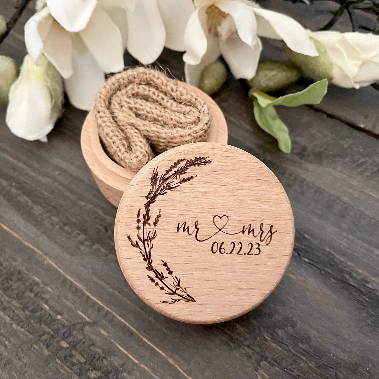 Personalized Round Wooden Boxes - Beech Wood