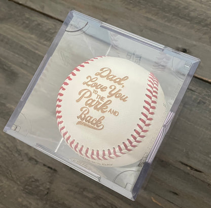 Engraved Genuine Leather Baseballs - With Display Case