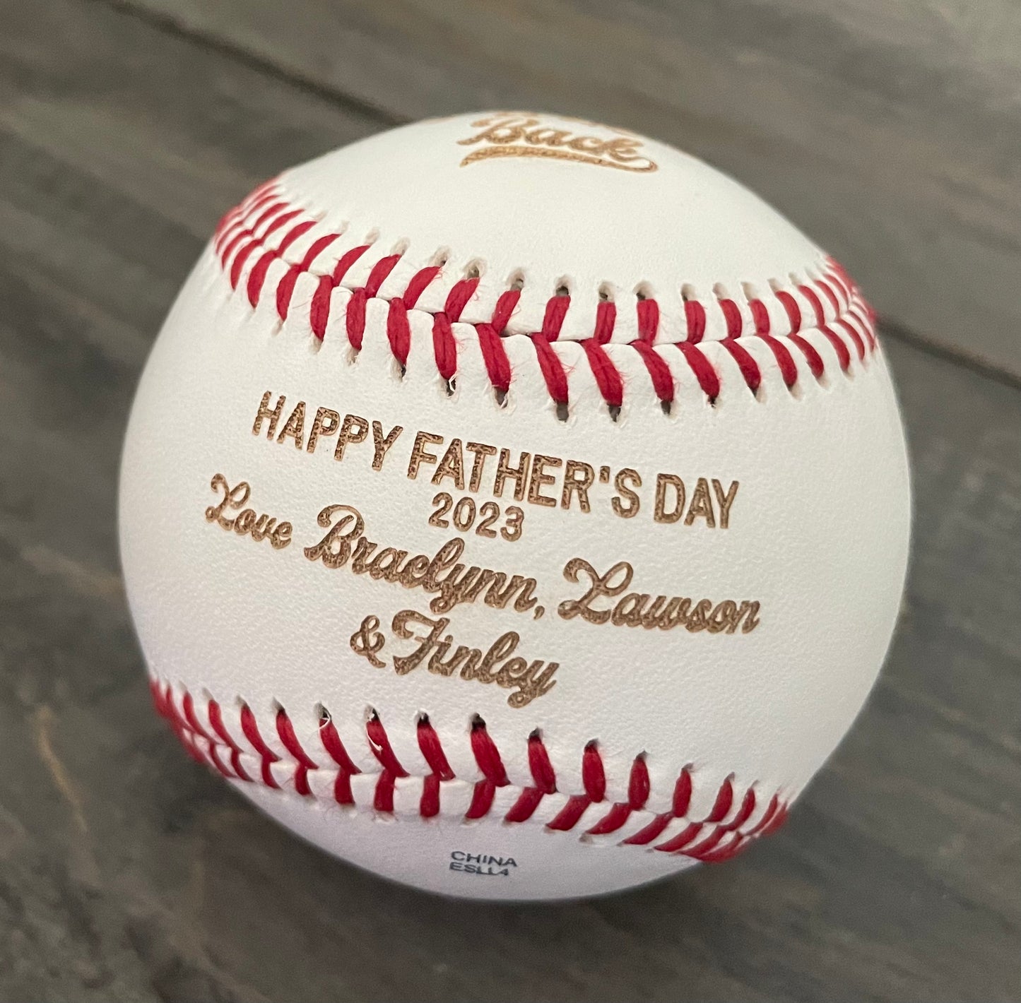 Engraved Genuine Leather Baseballs - With Display Case