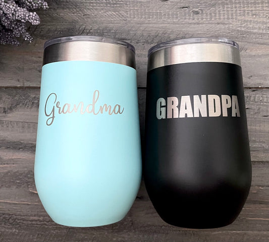Personalized 16oz Stainless Steel Wine Tumblers - 16 Colours