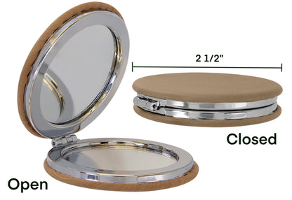 Engraved Leatherette Compact Mirrors - 10 Colours