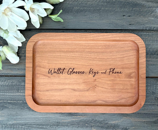 Wooden Trinket Tray - Wallet, Glasses, Keys & Phone