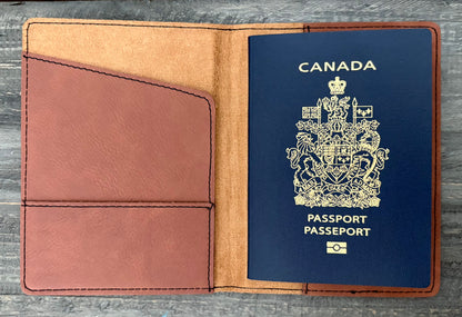 Leatherette Passport Holder - Passport with Airplane