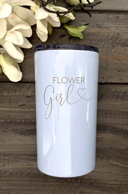 12oz Skinny Mini Stainless Steel Tumbler - Flower Girl