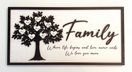 Personalized 3D Wooden Family Tree Signs