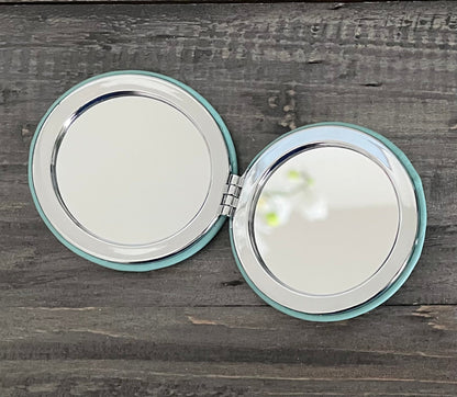 Engraved Leatherette Compact Mirrors - 10 Colours