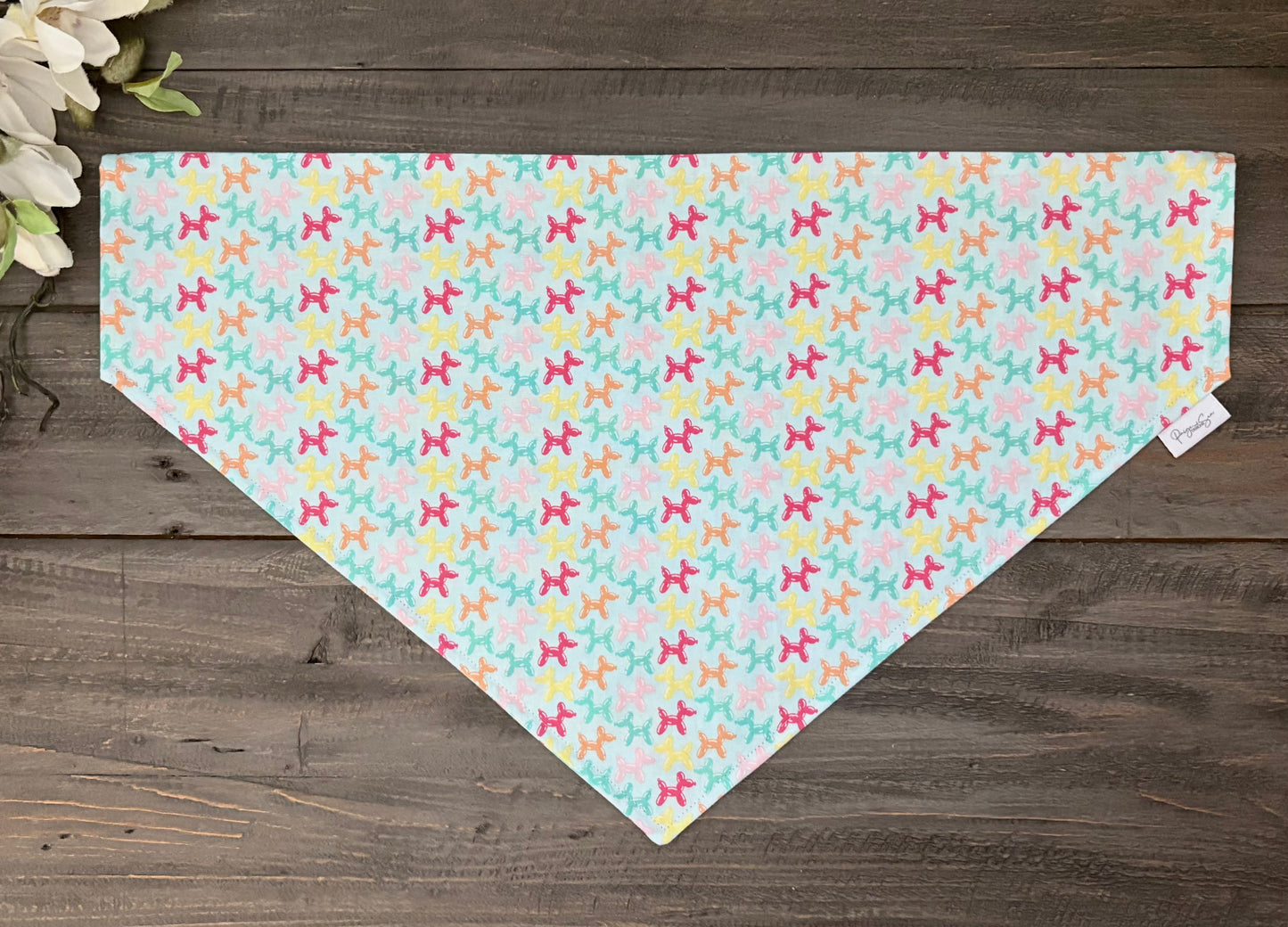 Over the Collar Pet Bandana - Animal Balloons (Light Blue)