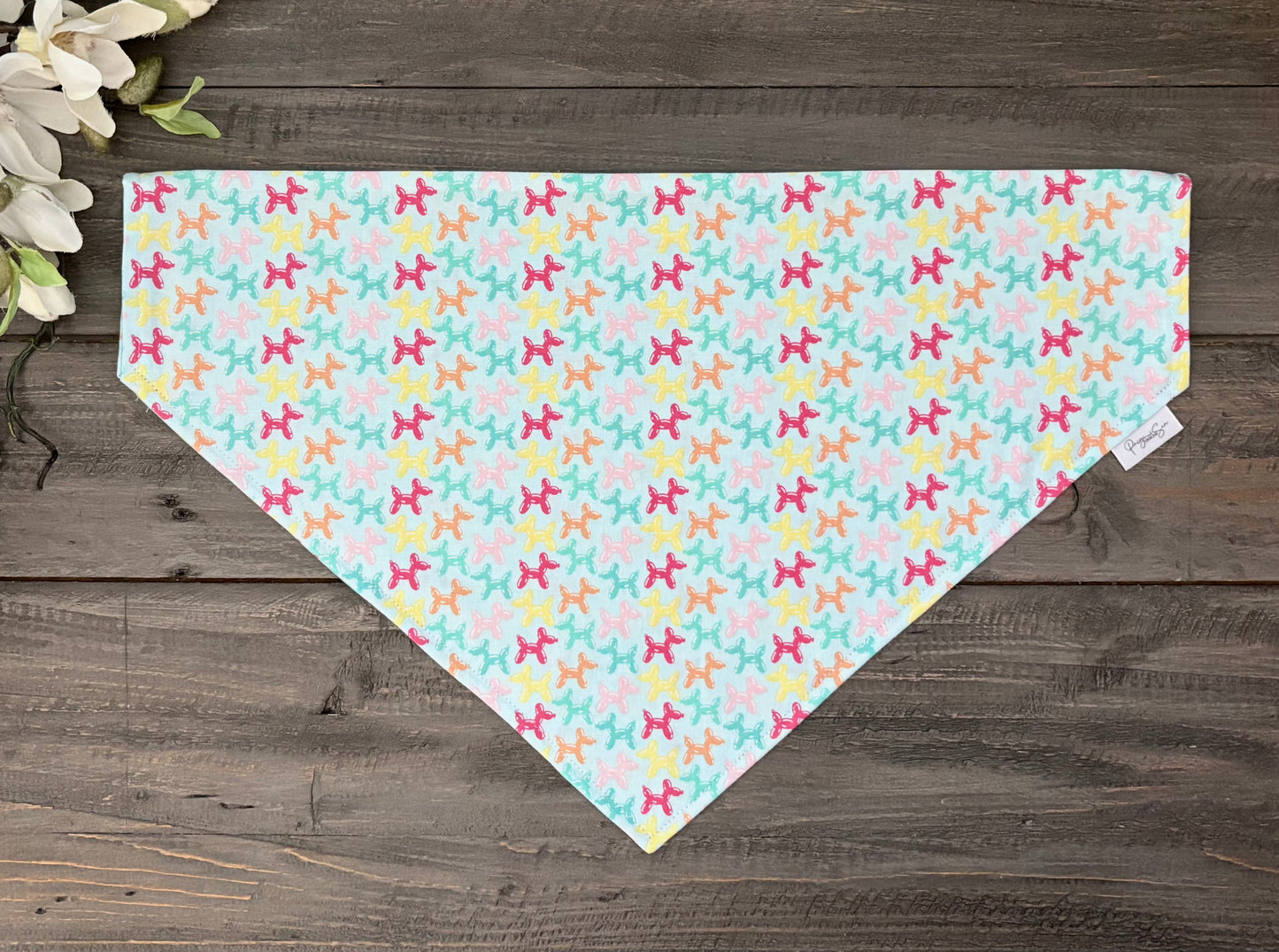 Over the Collar Pet Bandana - Animal Balloons (Light Blue)