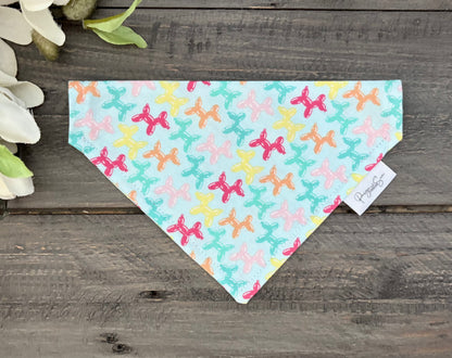 Over the Collar Pet Bandana - Animal Balloons (Light Blue)