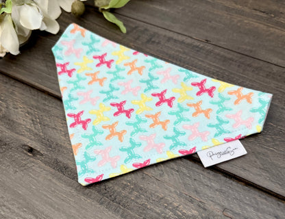 Over the Collar Pet Bandana - Animal Balloons (Light Blue)