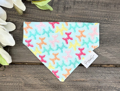 Over the Collar Pet Bandana - Animal Balloons (Light Blue)