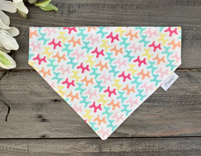 Over the Collar Pet Bandana - Animal Balloons (White)