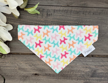Over the Collar Pet Bandana - Animal Balloons (White)