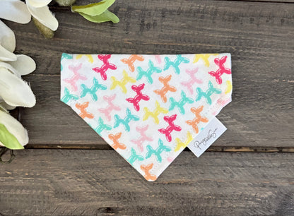 Over the Collar Pet Bandana - Animal Balloons (White)
