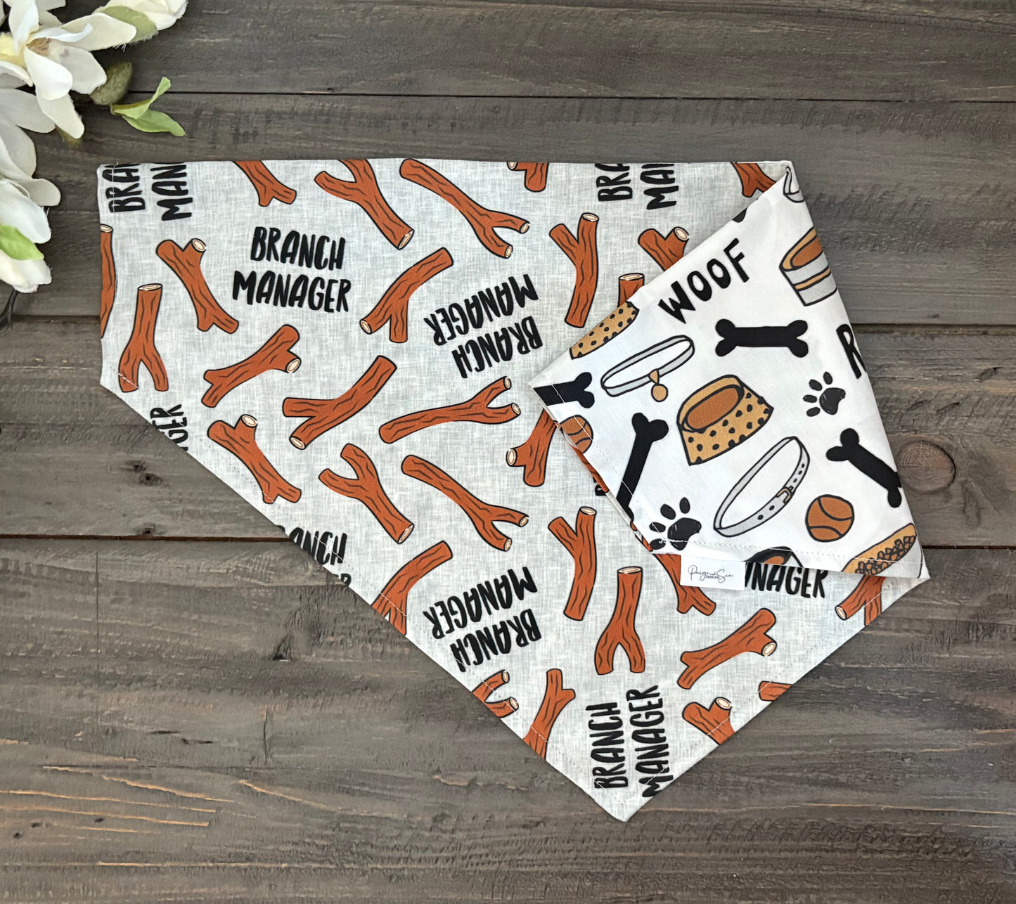 Over the Collar Pet Bandana - Branch Manager/Pup Necessities (Two Sided)
