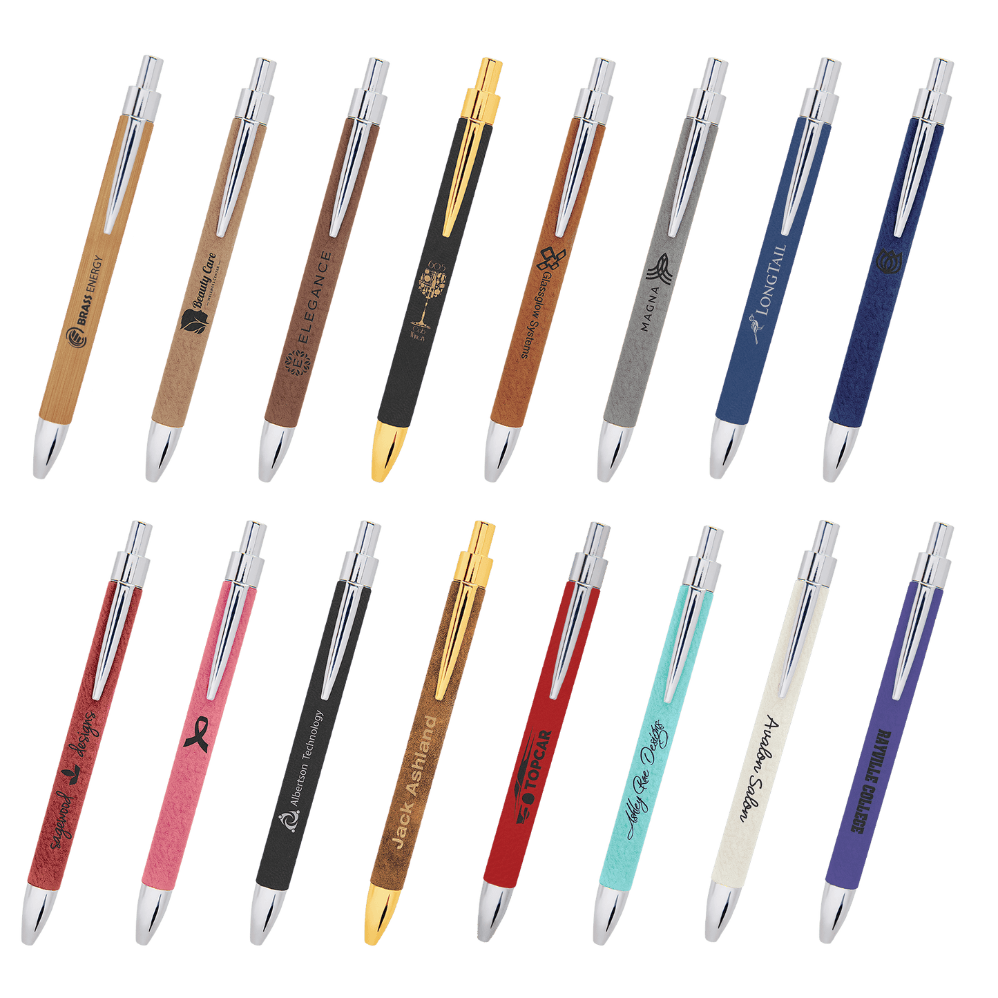 Personalized Leatherette Pens - 16 Colours