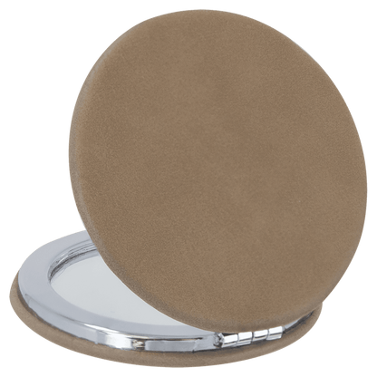 Engraved Leatherette Compact Mirrors - 10 Colours
