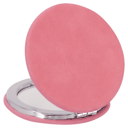Engraved Leatherette Compact Mirrors - 10 Colours