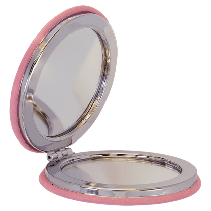 Engraved Leatherette Compact Mirrors - 10 Colours