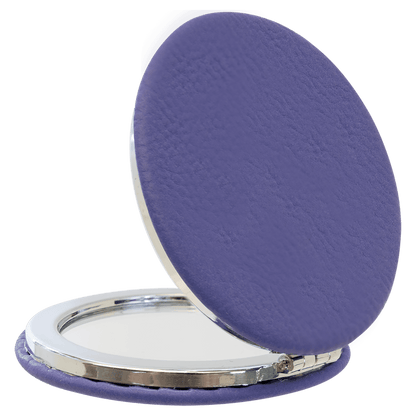 Engraved Leatherette Compact Mirrors - 10 Colours