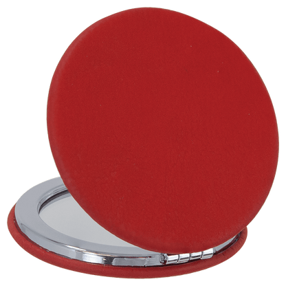 Engraved Leatherette Compact Mirrors - 10 Colours