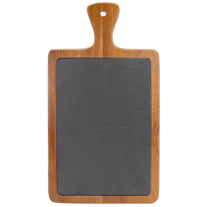Personalized Acacia Wood & Slate Serving Boards - 3 Styles