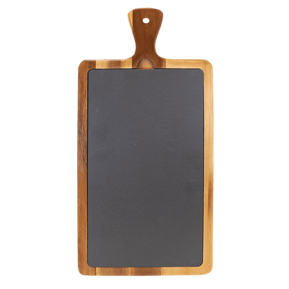 Personalized Acacia Wood & Slate Serving Boards - 3 Styles