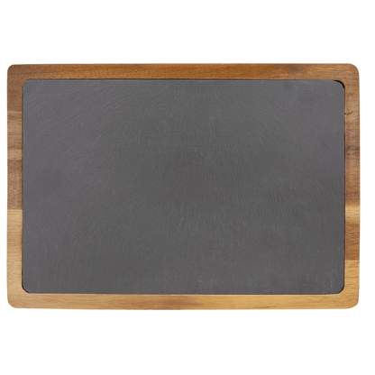 Personalized Acacia Wood & Slate Serving Boards - 3 Styles