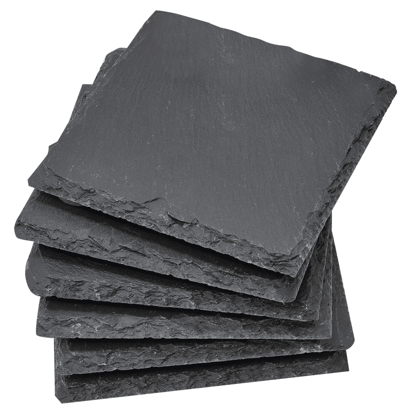 Personalized Natural Slate Coasters with Metal Holder - 2 Shapes