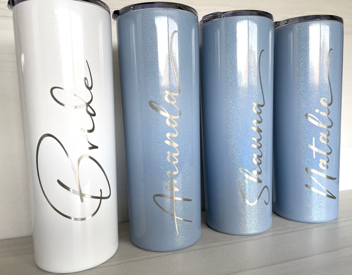 Personalized 20oz Skinny Stainless Steel Tumblers - Marble