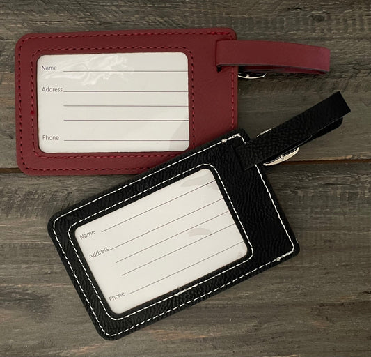 Personalized Leatherette Luggage Tags - 16 Colours
