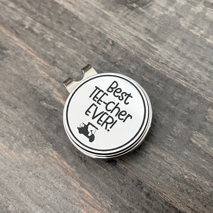 Magnetic Golf Clip with Metal Ball Marker - Best Tee-Cher Ever!