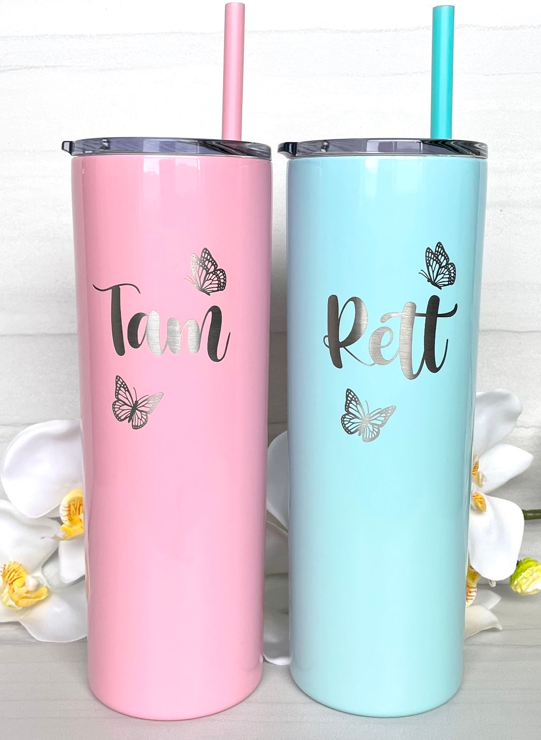 Personalized 20oz Skinny Stainless Steel Tumblers - Marble