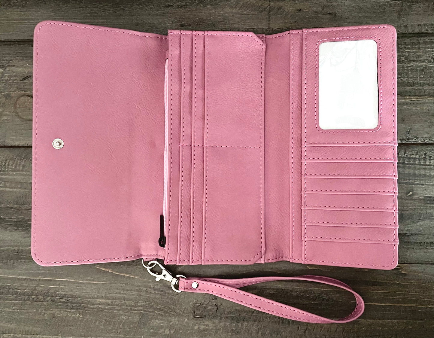 Engraved Leatherette Wristlet Wallets - With RFID Protection - 11 Colours