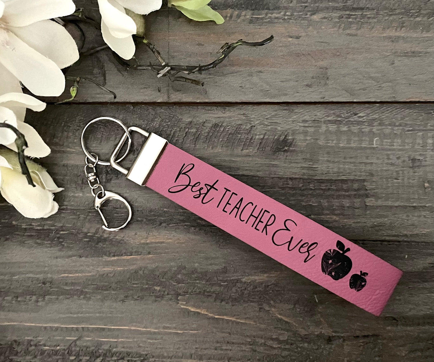 Leatherette Wristlet Key Fob Keychain - Best Teacher Ever
