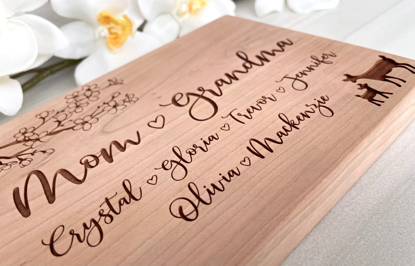 Personalized Wooden Mini Signs - Cherry Blossoms & Family Animals