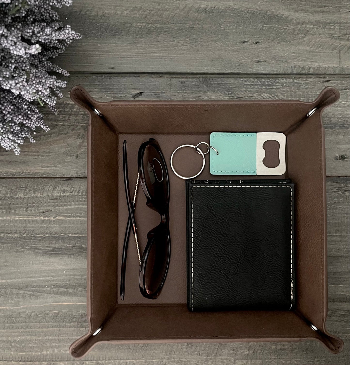 Personalized Leatherette Snap Trays - 2 Sizes & 15 Colours