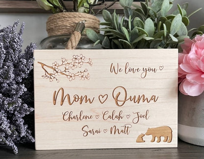 Personalized Wooden Mini Signs - Cherry Blossoms & Family Animals
