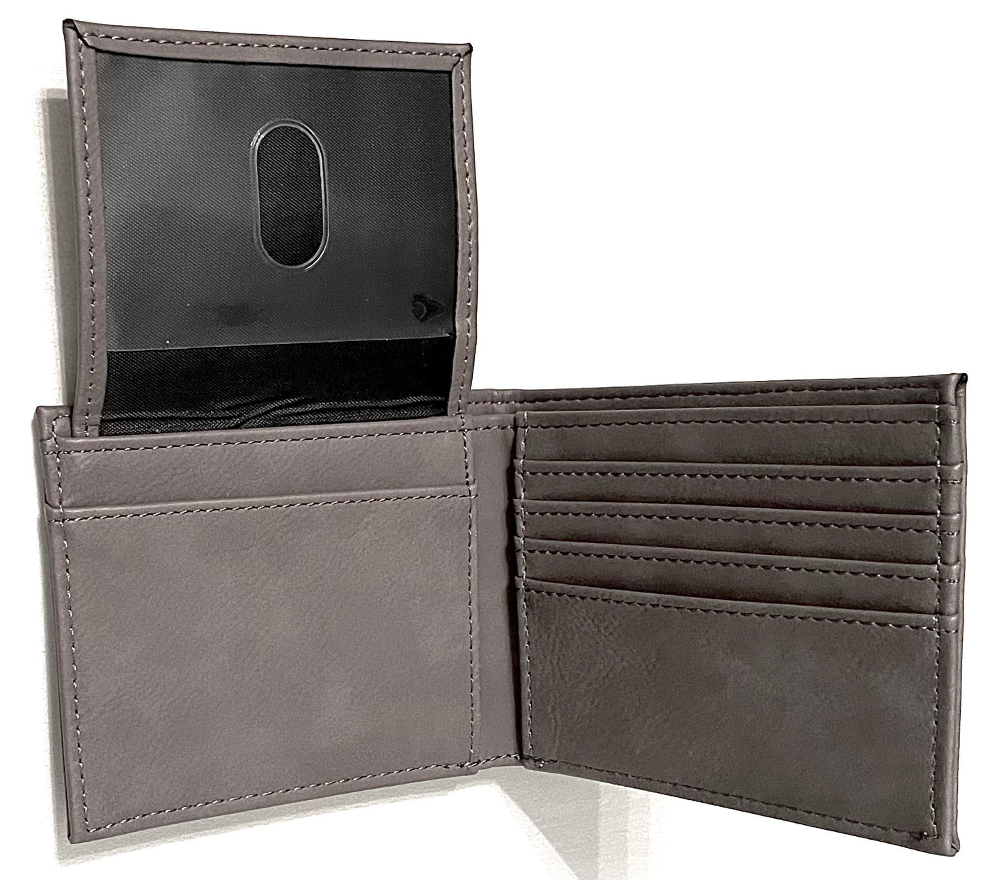 Engraved Leatherette Bi-Fold Wallets - With RFID Protection - 6 Colours