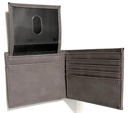 Engraved Leatherette Bi-Fold Wallets - With RFID Protection - 6 Colours