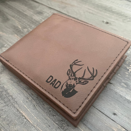 Engraved Leatherette Bi-Fold Wallets - With RFID Protection - 6 Colours